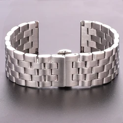 Watch Barcelet 20 22 24 26mm Stainless Steel Watchbands Women Men Silver Brushed Metal Watch Strap Deployment Clasp