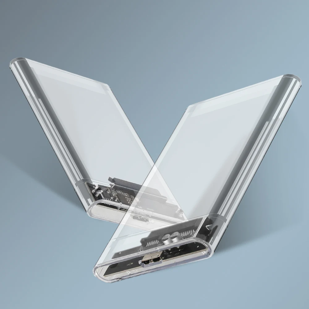 TISHRIC Transparent HDD Case For Hard Drive Box HDD Enclosure 2.5 SATA To USB 3.0 Type-C USB 3.1 External Hard Drive Enclosure