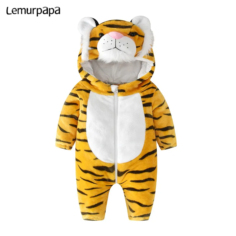 Baby Kleidung Nette Tiger Tier Kostüm Kleinkind Junge Mädchen Onesie Flanell Warm Zipper Neugeborenen Infant Lustige Overall Kigurumis