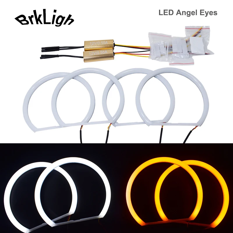 4pcs For Bmw E36 E38 E39 E46 M3 Two Color White Yellow DRL SMD Cotton Car Angel Eyes Kit Halo Rings Lights Daytime Running Lamps