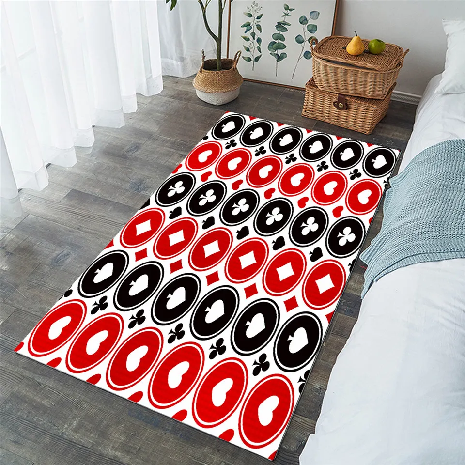 BeddingOutlet Poker Carpets Large for Living Room Playing Cards Bedroom Area Rugs Black Red White Floor Mat Games Funny alfombra