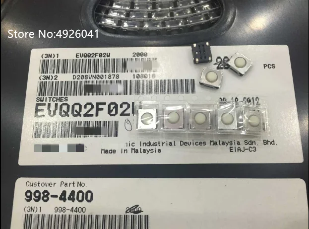 

2 шт., 100% импорт из Японии EVQQ2F02W EVQQ2Y02W, водонепроницаемый и пыленепроницаемый сенсорный переключатель 6*6*2,5 SMD, 4-контактный переключатель для мыши