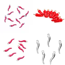 5/10Pcs Stainless Steel Italian Chili Cornicello Lucky Horn Charms Creative Vegetables Hot pepper Talisman Pendant Jewelry Bulk