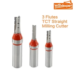 CNC Straight Router Bits 3 Flutes TCT Carbide Tipped End Milling Cutter for Flush Trim Slotting Grooving Wood MDF Plywood 1/2