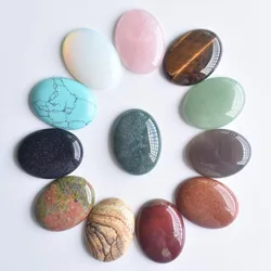 Wholesale 12pcs/lot fashion assorted natural stone mixed Oval CAB CABOCHON beads 30x40mm for DIY jewelry accessories making free