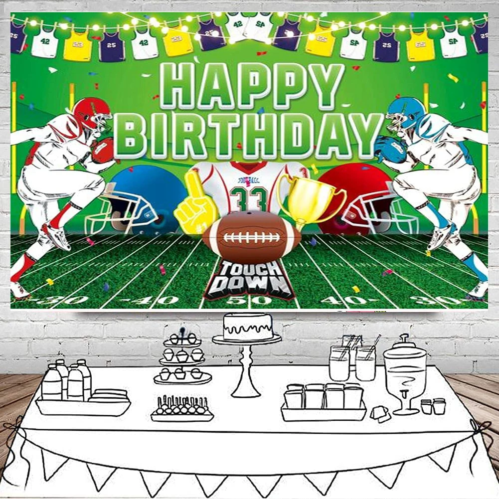 American Football Birthday Photography Backdrop Stadium Auditorium Touch Down Rugby Background For Kid Children Boys Party Decor