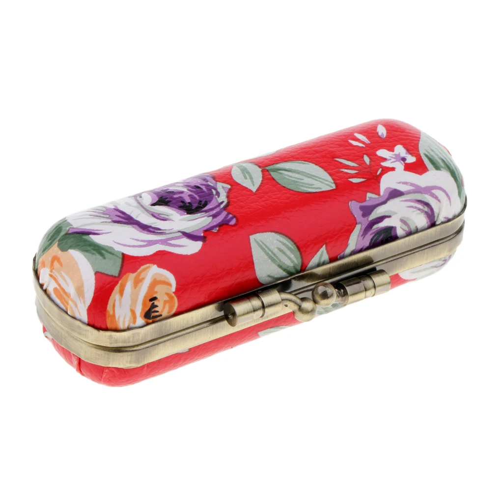 Leather Lipstick Box Lipstick Case with Mirror And Snap Fastener