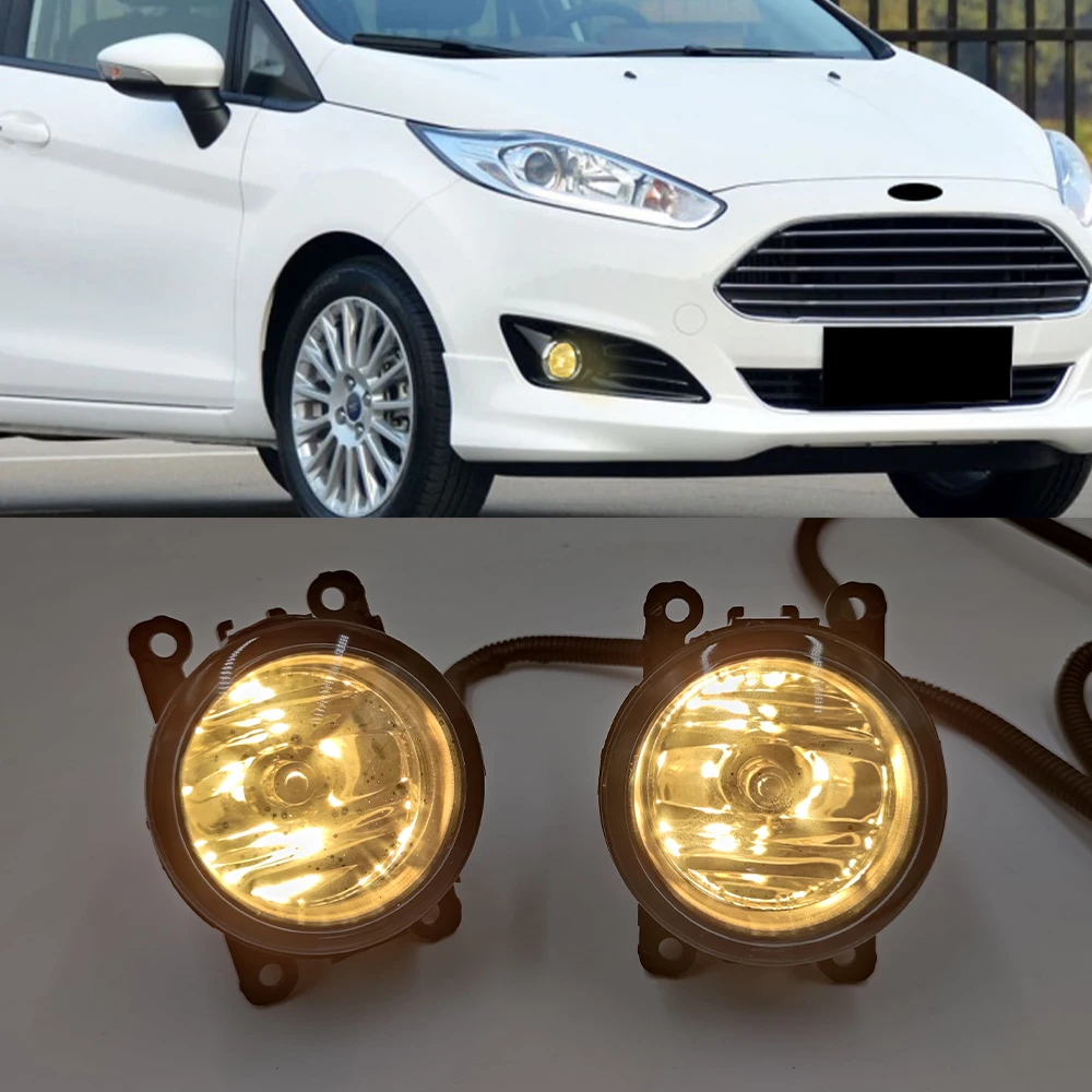 1 Set For Ford Fiesta 2013 2014 2015 2016 2017 LED Front Bumper Fog Lamp Fog Light Wire Harness Fog Lamp Grille Cover