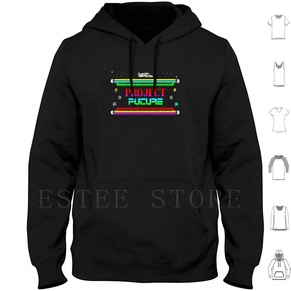 Sudaderas con capucha Project Future de manga larga Zx Spectrum Retro Pixel Game Computer Video Project Future Space Man Maze Ship