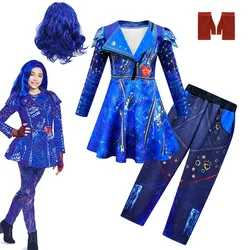 Kids Descendants 3 Mal Costume for Girls Evie Cosplay Costume Child Fantasia Halloween Clothes Wig Birthday Party Fancy Bodysuit