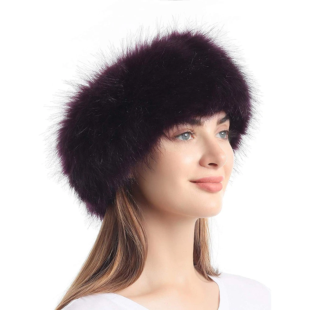 Faux Fur Headband with Elastic for Women's Winter Russian Style Earwarmer Earmuff