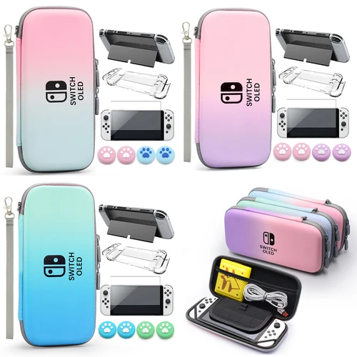 Imagen 1 del producto Caja de consola impermeable de PU, carcasa dura para PC, funda protectora Joycon para Nintendo Switch Oled, bolsa de almacenamiento de accesorios de juego