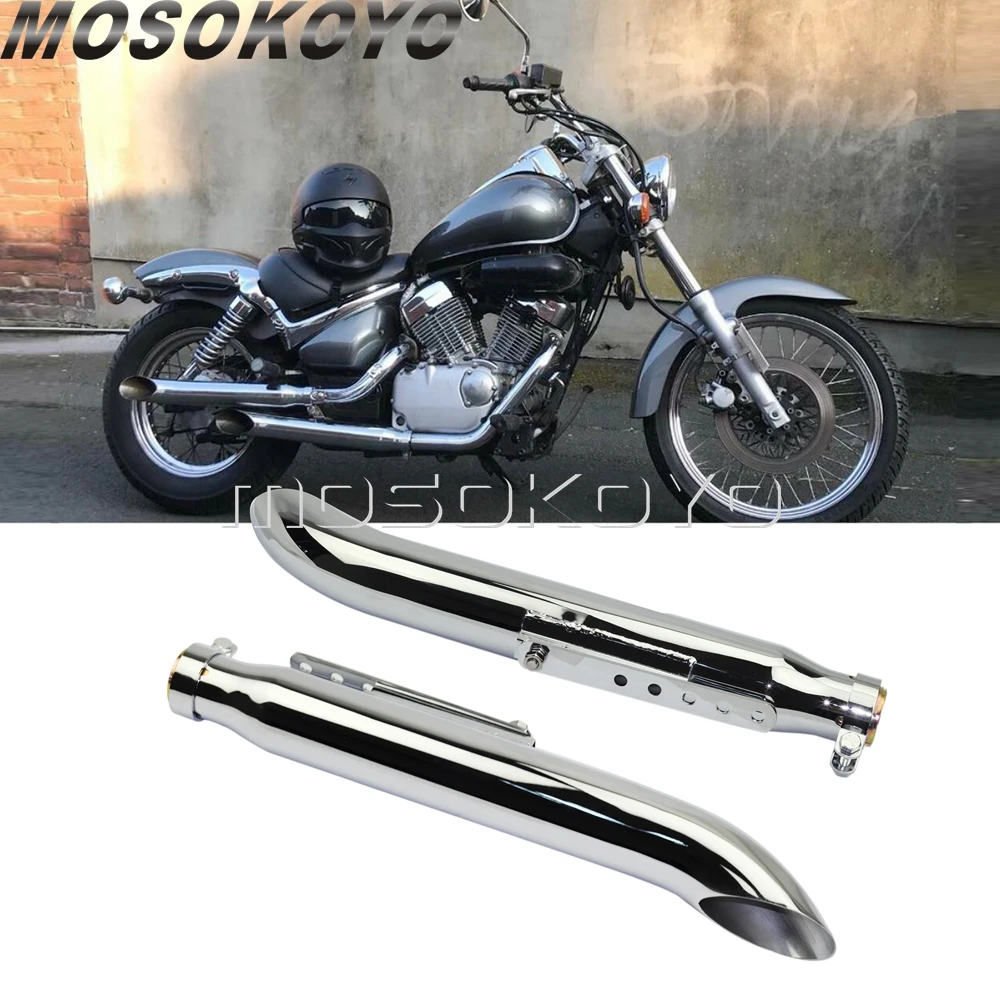 Motorcycle Exhaust Muffler Slash Cut Silencer Pipes for Harley Suzuki VS VL VZR 750 800 1500 1800 Intruder Chopper Bobber Custom