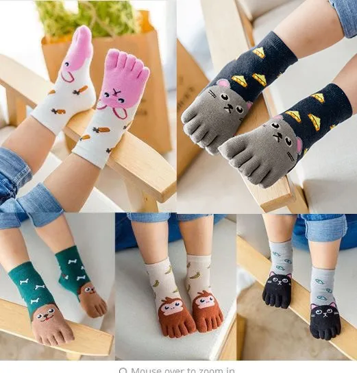 

Toddler Baby Kids Girls Boy Cute Cartoon Animal Socks Five Fingers Non Slip Cotton Socks Thermal Socks Calcetines Para Hosiery