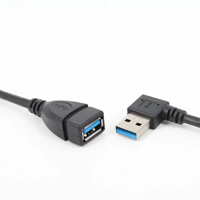 USB 3.0 ขวา/ซ้าย/ขึ้น/ลงมุม 90 องศาชายหญิงอะแดปเตอร์สาย USB สายไฟสายไฟ