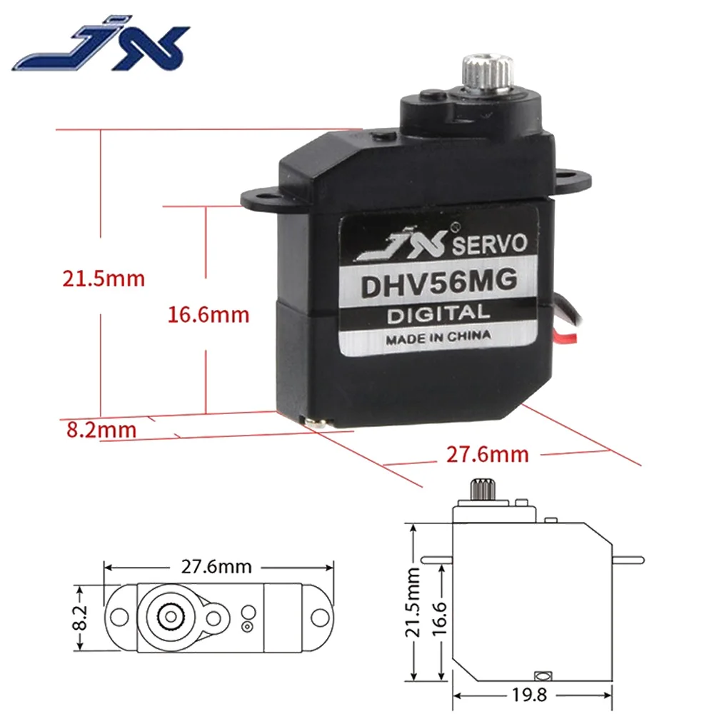 JX PDI-DHV56MG Mini coppia di sterzo Digital Metal Gear Coreless Servo per RC ala fissa aereo aereo Drone Car Truck Servo fai da te