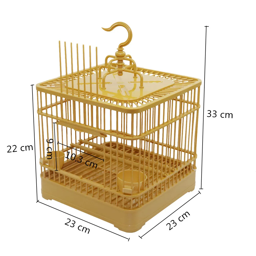 Assembly Bird Cage With Feeder And Waterer Small Pet Bird Full Set Of Plastic Bird House Thrush Parrot Cage 23x23x22cm