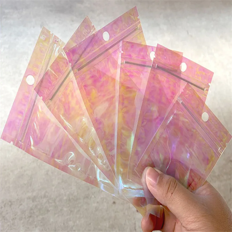 

New Flat Rainbow Zip Lock Gifts Bag Resealable Jewelry Lipsticks Eye-Shadow Cosmetics Electronic Cigarete Packaging Pouches