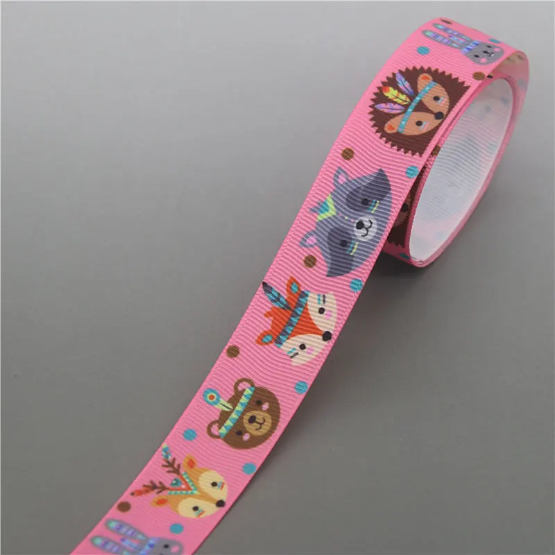 DHK 5yards fox animals Printed Grosgrain Ribbon Accessory Hairbow Headwear Decoration DIY Wholesale OEM E1736