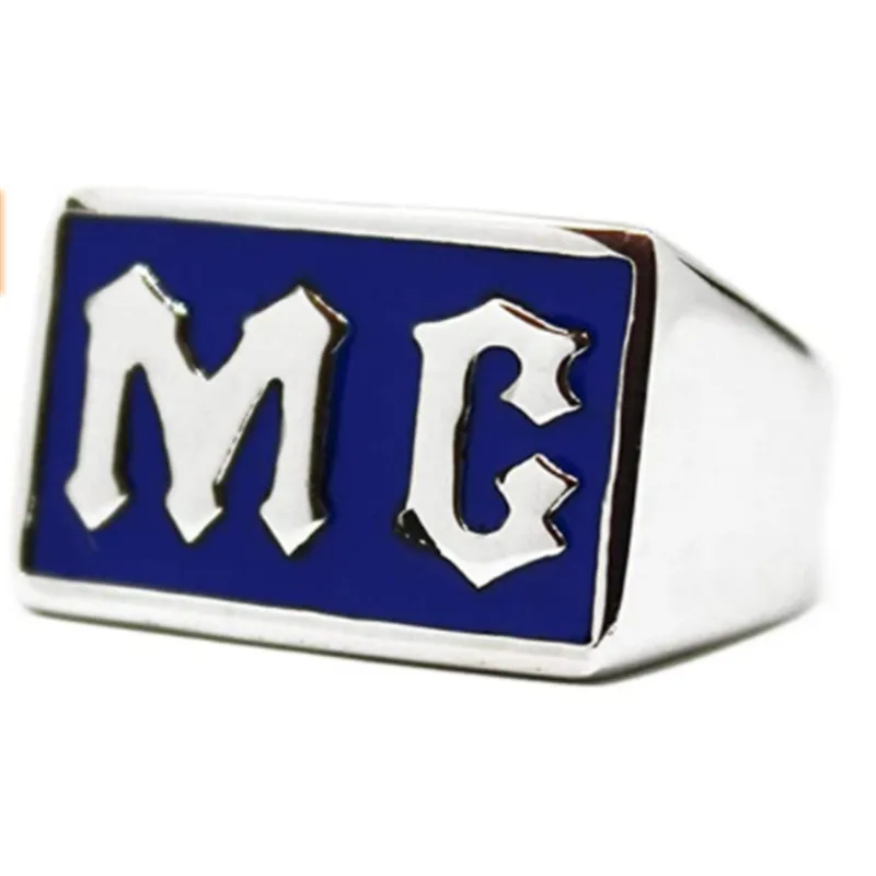 Motorcycle Club Solid Ring For Man 316L Stainless Steel Jewelry Color Biker Style MC Ring Size 7-15