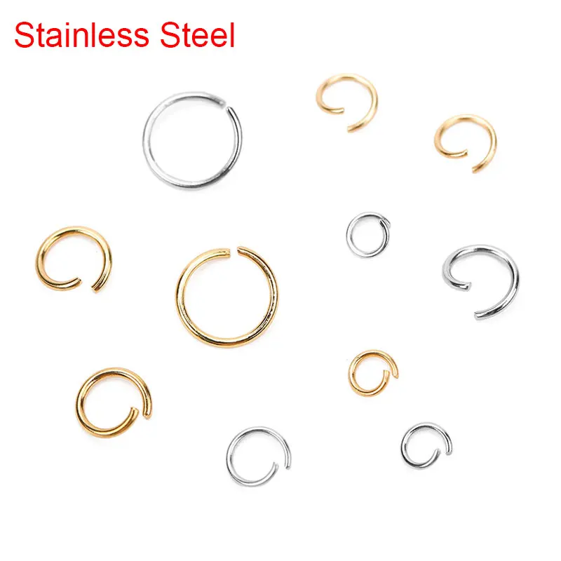 100pcs Gold Color Stainless Steel Open Jump Rings Bulk 4 5 6 8mm Split Rings End Connectors For Diy Jewelry Making Accessories