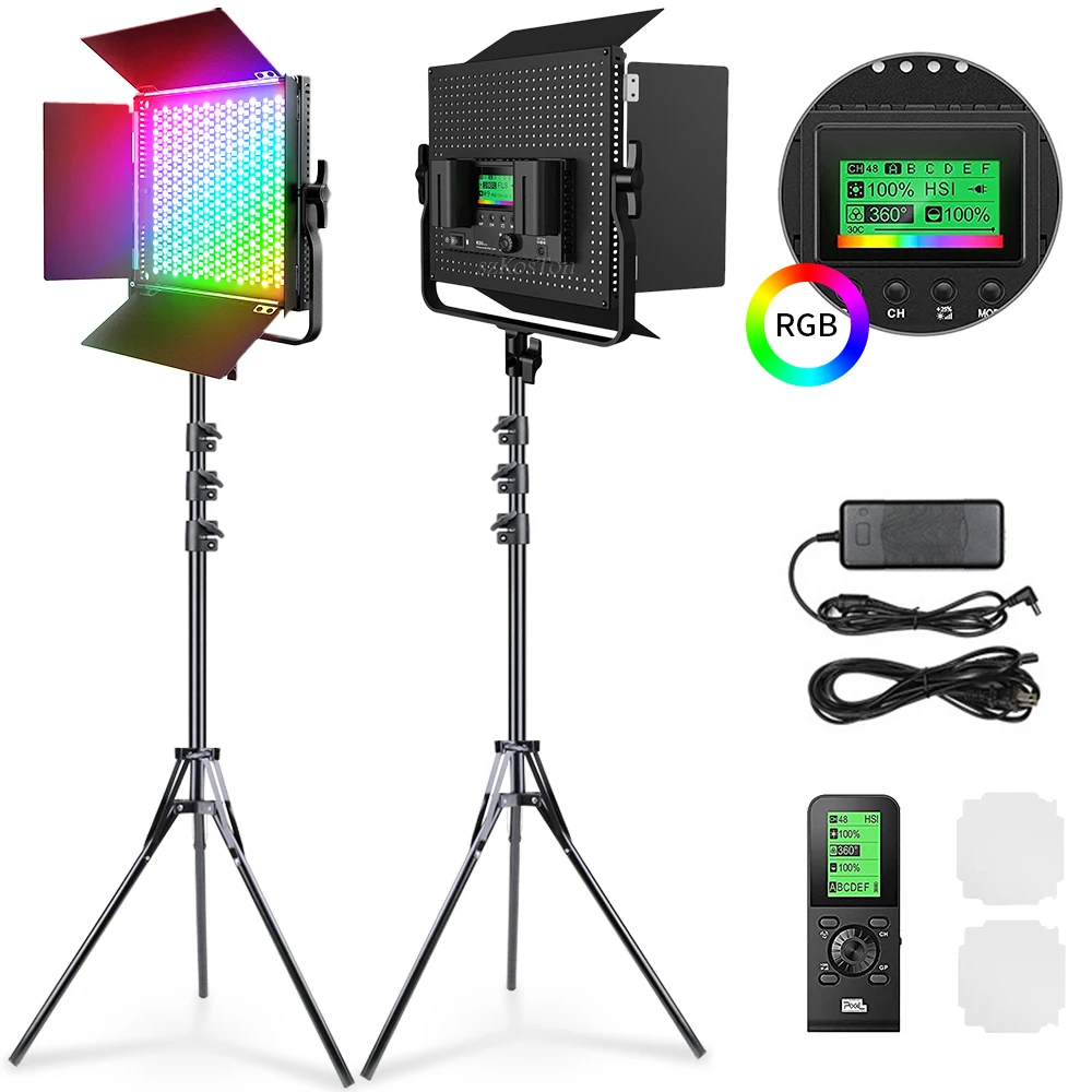 

RGB Video Light LED Photography Panel Lamp With Tripod 360Full Color Dimmable 2600-10000K for YouTube Photo Live Shoot Lighting