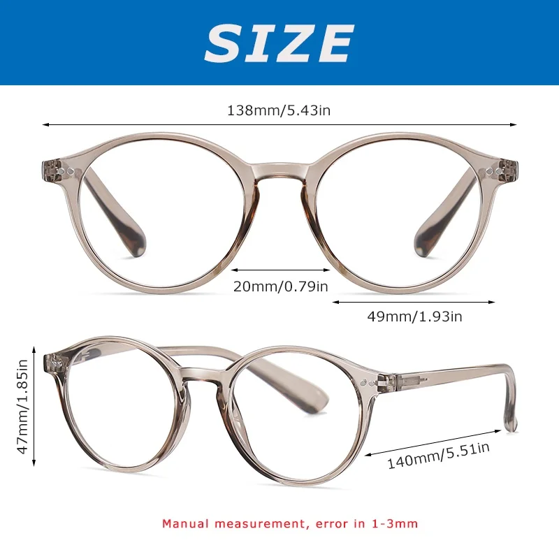 CRIXALIS Fashion Round Blue Light Blocking Reading Glasses Women Prescription Eyewear Male Female Computer Eyeglasses Men UV400