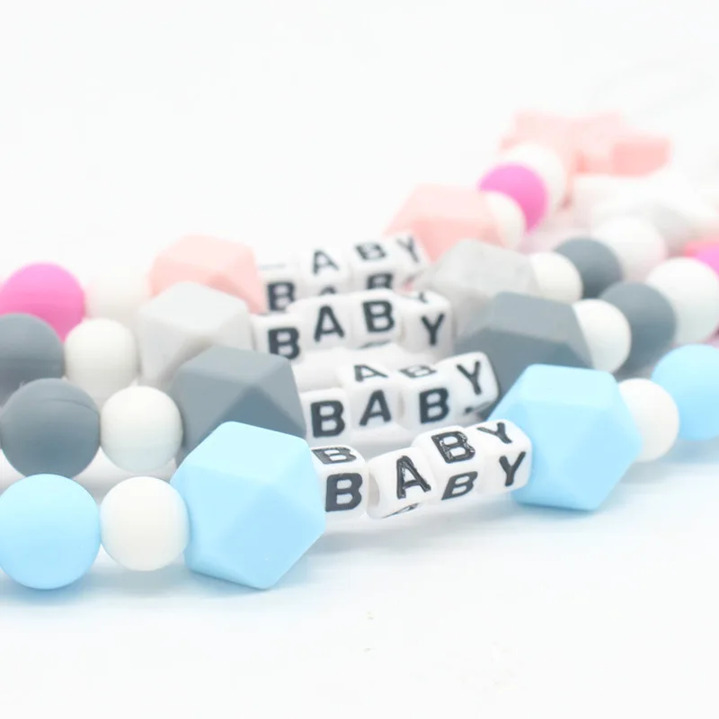 2024 DIY Personalised Name Silicone Baby Pacifier Clip Chain Nipple Pacifier Chain with Name Holder for Baby Newborn Shower Gift