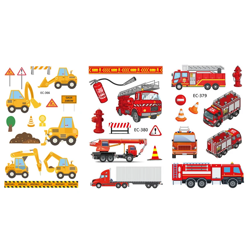 Cartoon Farm Thema Bouw Voertuig Tijdelijke Tattoo Graafmachine Sticker Bulldozer Loader Stickers Jongens Verjaardagsfeestje Geschenken