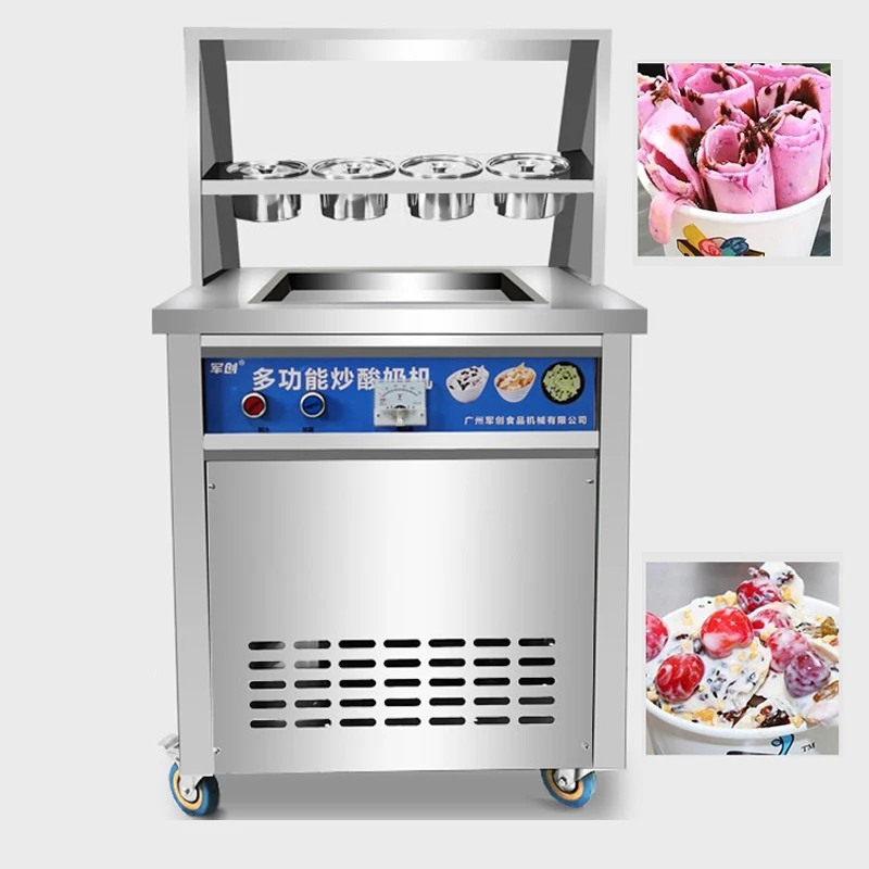 304 stainless steel commercial 35*35cm single square pan fried ice cream machine rolling ice cream making machine free shipping