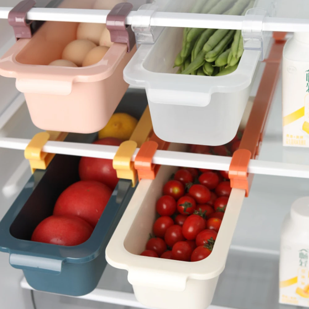

Kitchen Refrigerator Storage Rack Fridge Freezer Shelf Holder Pull-Out Drawer Space