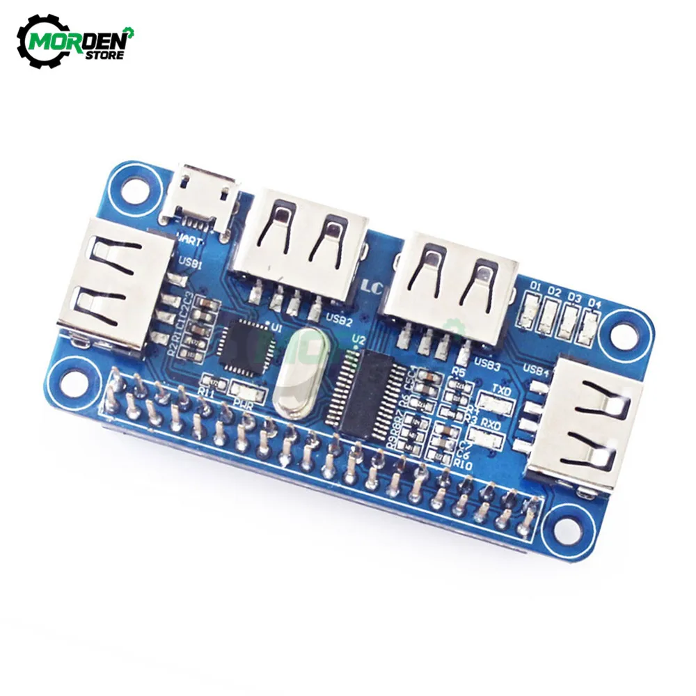 

4 Ports USB HUB HAT For Raspberry Pi 3 / 2 / Zero W Extension Board USB To UART For Serial Debugging Compatible With USB2.0/1.0