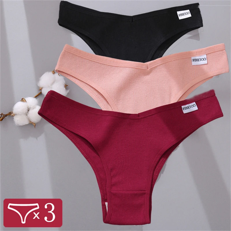Finetoo 3 pçs calcinha de algodão lingerie para mulheres sexy baixo aumento brasil cuecas femininas calcinha senhoras biquíni meninas íntimos