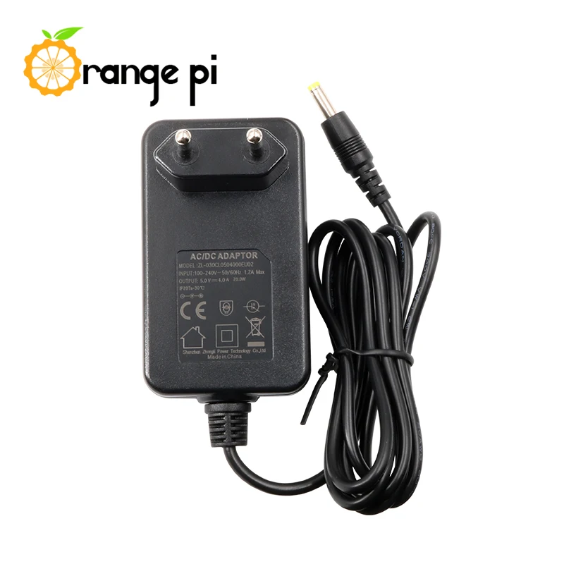 Adaptador de Alimentação Laranja Pi, Europa, Alimentação AC para DC, Adequado para Orange Pi 4, Placas 4B, 5V, 4A