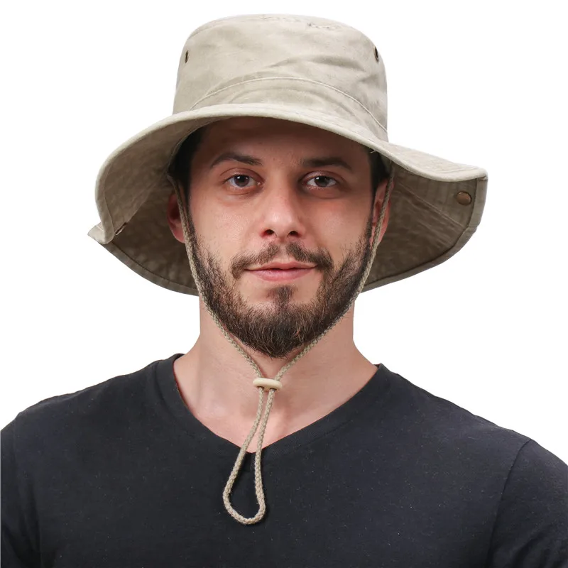 CAMOLAND 100% Cotton Bucket Hat Women Men Summer UV Protection Sun Hat Female Beach Caps Washed Outdoor Boonie Fishing Hats