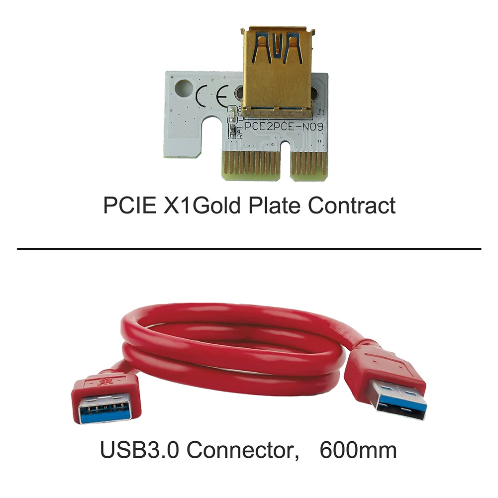 6 шт. кабель расширения Ubit PCI-E VER010-X LED PCI Express, адаптер USB3.0 6pin Sata Power 1x до 16x светодиодный удлинительная карта для майнинга Ethernet