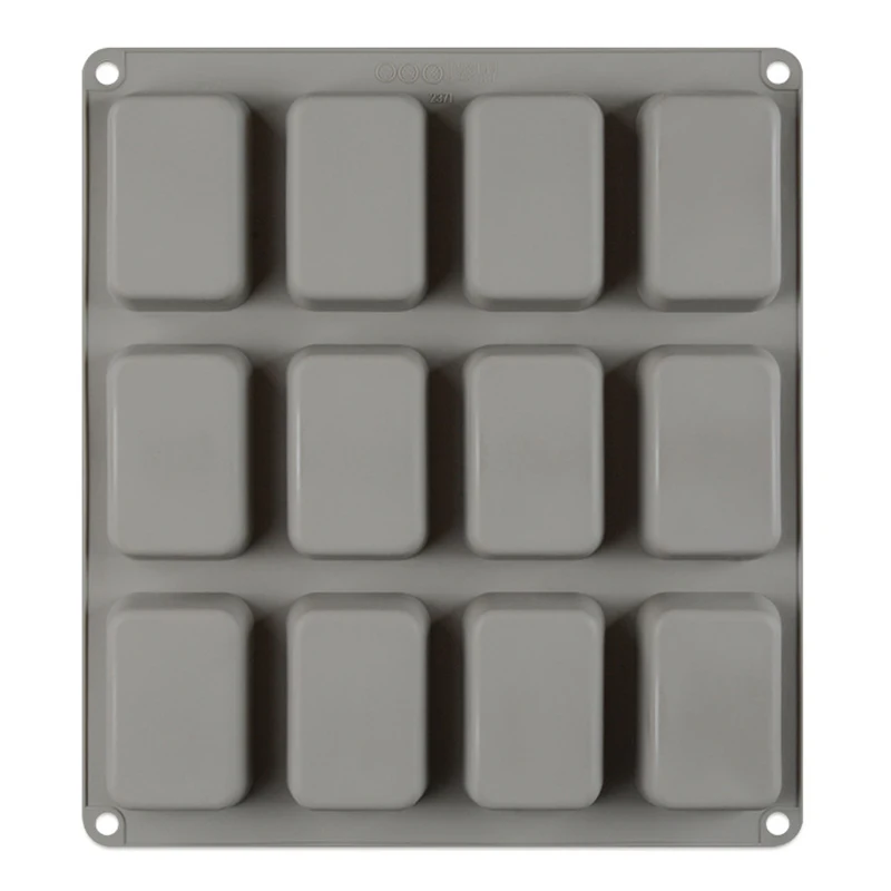 Square Silicone Baking Pan, 12 Cavity, DIY for Mini Cakes, Cookie, Biscuit, Bread Mould, Dessert Bakeware, Decorating Tools