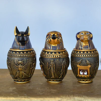 Hot sale ancient Egyptian Kanopik jar home decoration, wine cabinet decoration, escape room storage jar