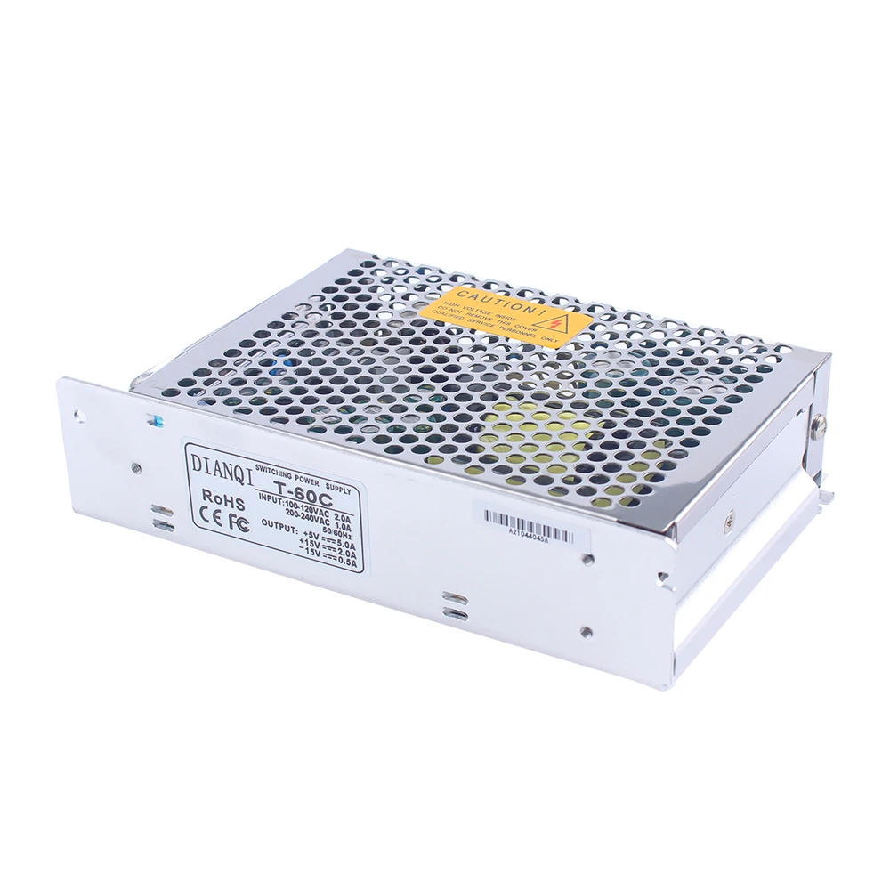 DIANQI Triple output Switching power supply 60w 5V 12V 15V power suply T-60 ac dc converter adjustable