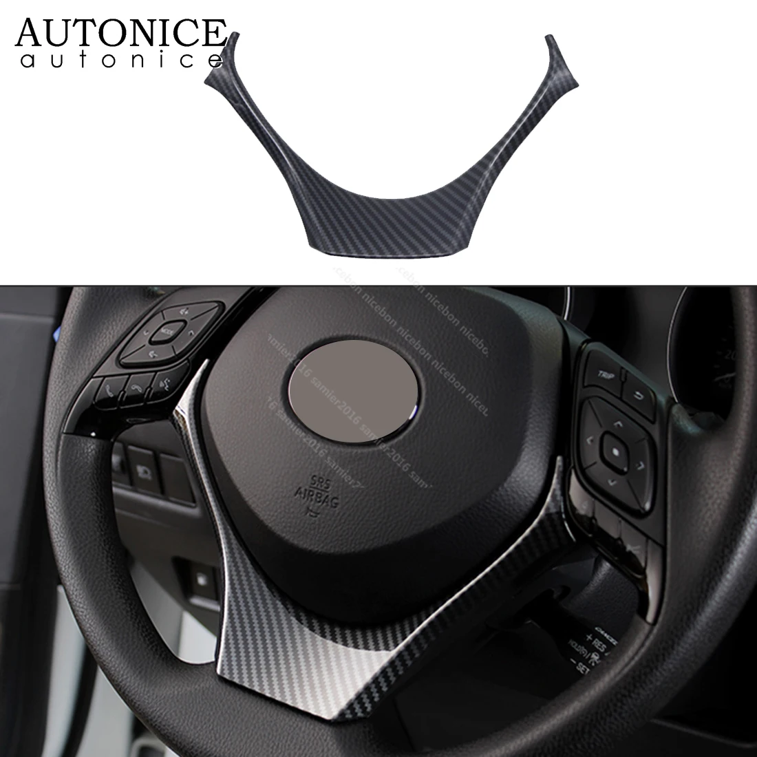 

Carbon fiber color Steering Wheel Frame Decorator Cover For toyota C-HR CHR