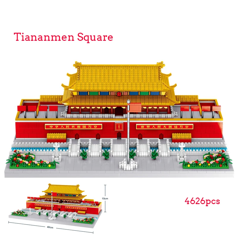 

MOC 4626pcs Creative Architecture Micro Daimond Blocks City Tiananmen Square Building Bricks Toys Assemble Nanobricks Xmas gifts