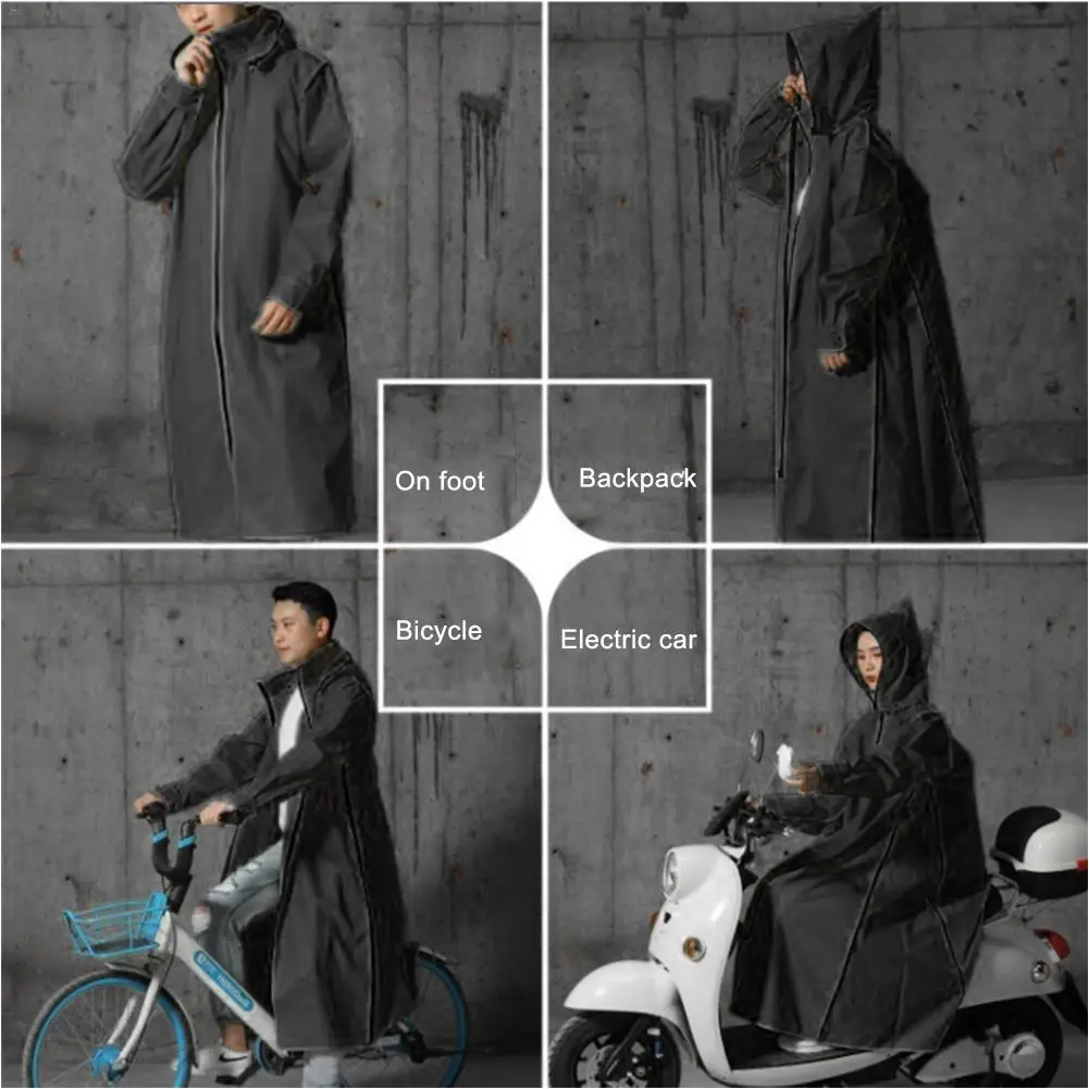 Motorcycle Raincoat Women/Men Zipper Hooded Poncho Motorcycle Rainwear Long Style Hiking Environmental Rain Jacket XL/XXL/XXXL