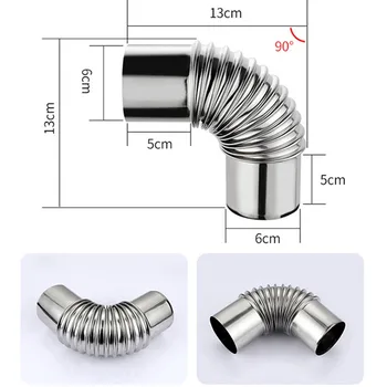 60/70/80mm Stainless Steel 90 Degree Elbow Chimney Liner Bend 90° Multi Flue Stove Pipe For Outdoor Camping Wood Stoves Chimney