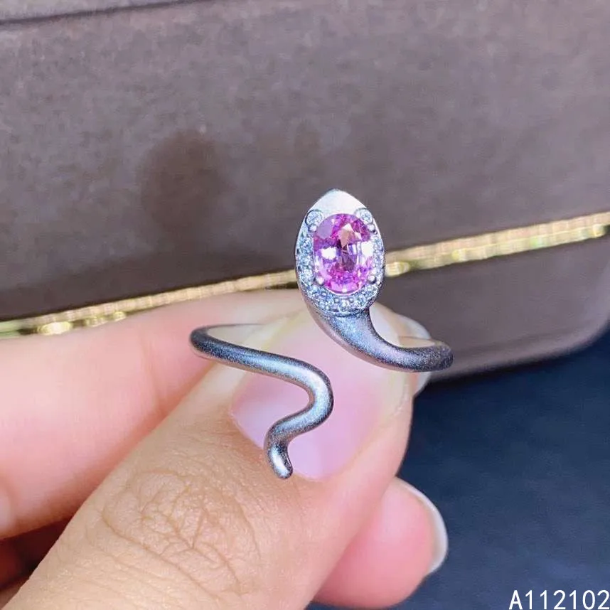 

KJJEAXCMY fine jewelry S925 sterling silver inlaid natural pink sapphire new girl lovely ring support test Chinese style