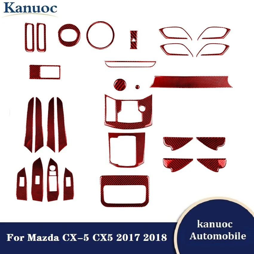 

Car Carbon Fiber Red Stickers Various Parts For Mazda CX-5 CX5 2017 2018 Car Interior Decorative Accessories