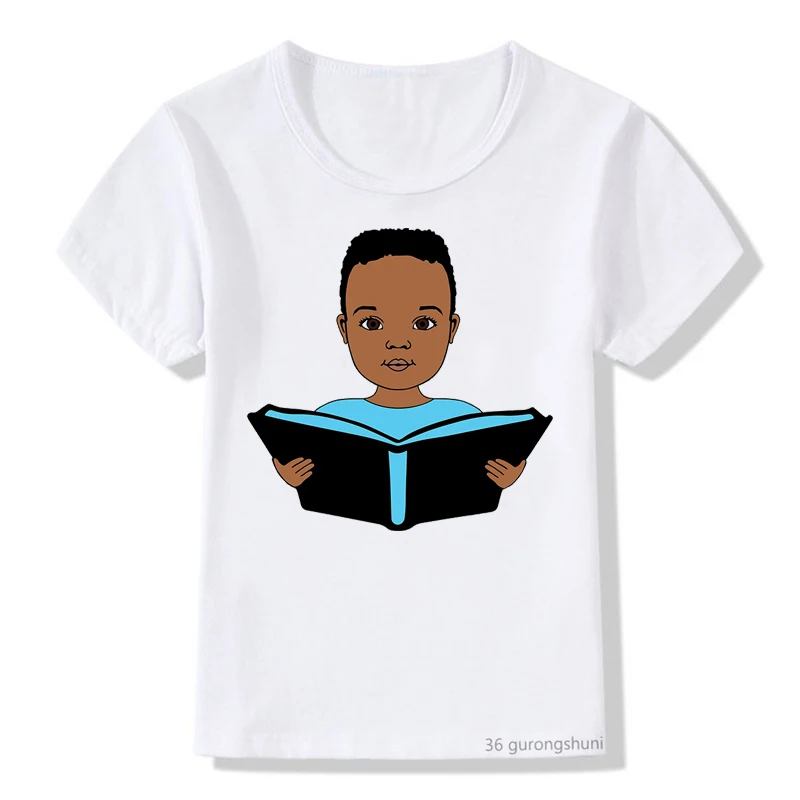 

Black Boy Cute Kid Afro Boy Learning Children'S Tshirt Summer Short-Sleeved Black Boys T-Shirt Fashion Trend Shirt Boys Clothes