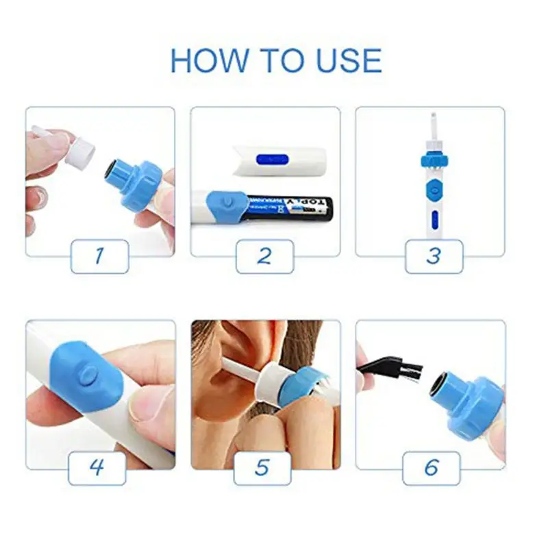 Electric Ear Cleaner Safety Electric Vacuum Earwax Cleaner Wax Remover Painless Cleaning Tool With Replaceable Tips Clean Set