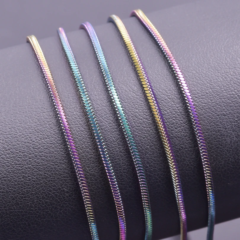 5pcs Rainbow Multi Style Chain Necklace Snake Chains For Jewelry Making DIY Joyas Link Chain Stainless Steel Fashion Accessories
