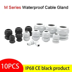 10pcs BLack Color Water-proof Nylon Plastic Cable Gland Connector for 3-21mm Cable Wire M12x1.5 M16/18/20/25/32/36/40x1.5
