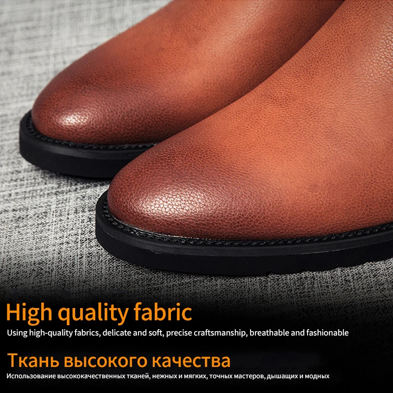 ZFTL men\'s Ankle boots Large size man Chelsea slip-on boots male Heighten Boots British Basic boots male leather ankle boots2025